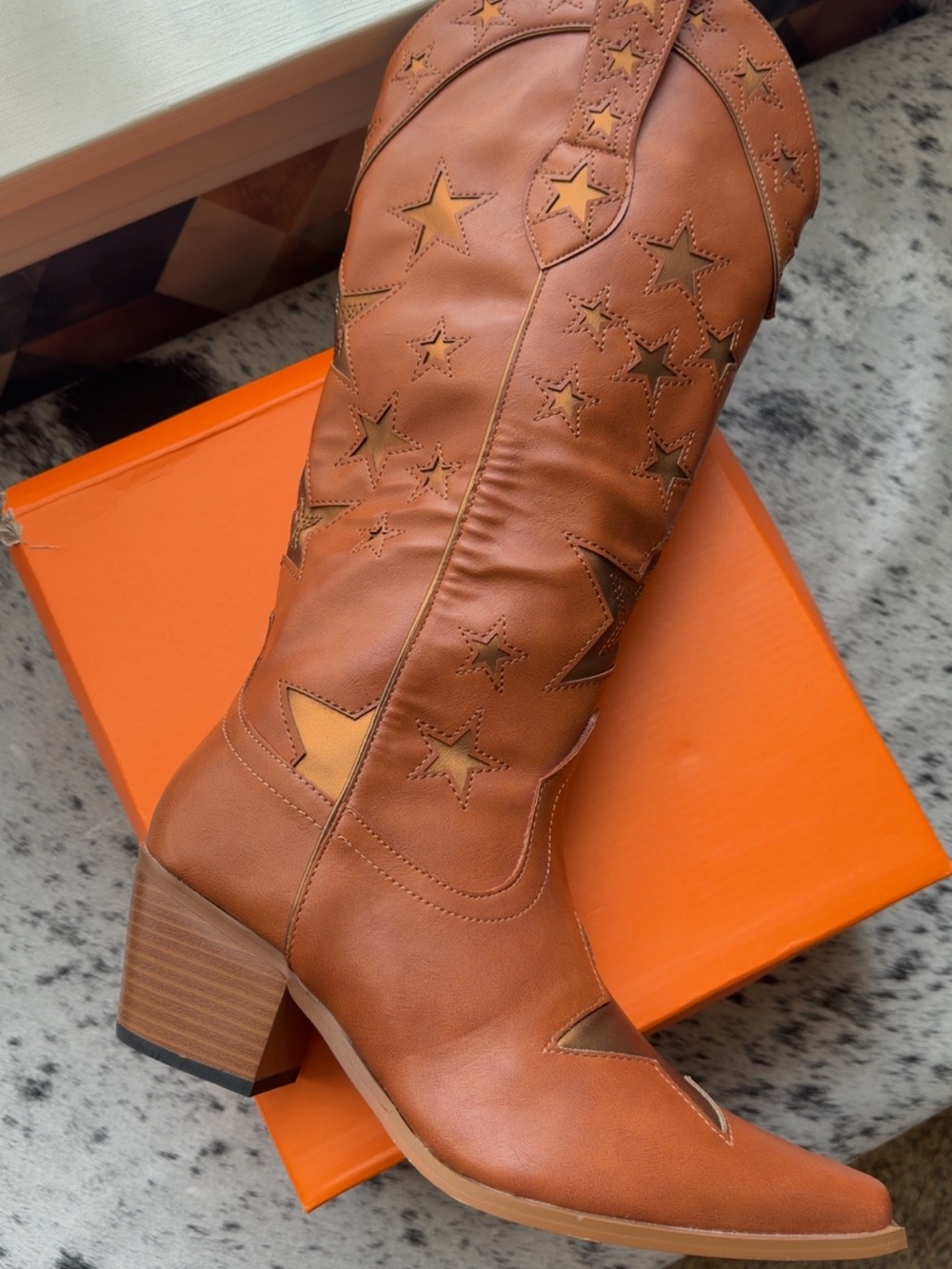 NWT Brown Star-Embellished Women's Boots - Picture 5 of 6